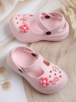 Kidsville - Floral and Bow Designed Clogs for Kids Girls-Pink