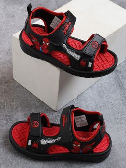 Kidsville - Official Marvel Comics Spiderman Printed Sandals Boys - Black