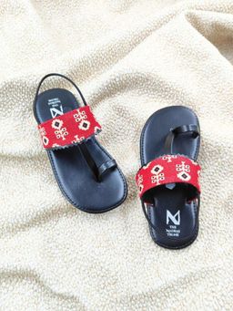 The Madras Trunk - Kids Kolhapuris Ethnic Unisex Sandals - Red