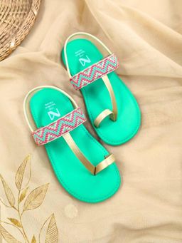 The Madras Trunk - Kids Kolhapuris Ethnic Unisex Sandals - Green