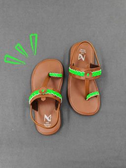 The Madras Trunk - Kids Kolhapuris Ethnic Unisex Sandals - Green