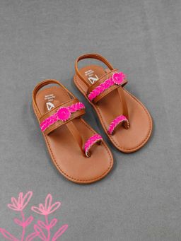 The Madras Trunk - Kids Kolhapuris Ethnic Unisex Sandals - Pink