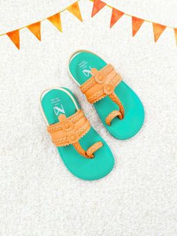 The Madras Trunk - Kids Kolhapuris Ethnic Unisex Sandals - Orange