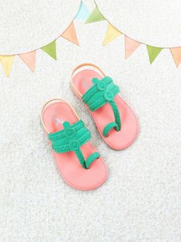 The Madras Trunk - Kids Kolhapuris Ethnic Unisex Sandals - Green