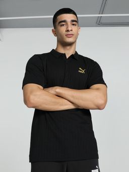 Puma - Classics Rib Polo Men Black T-Shirt