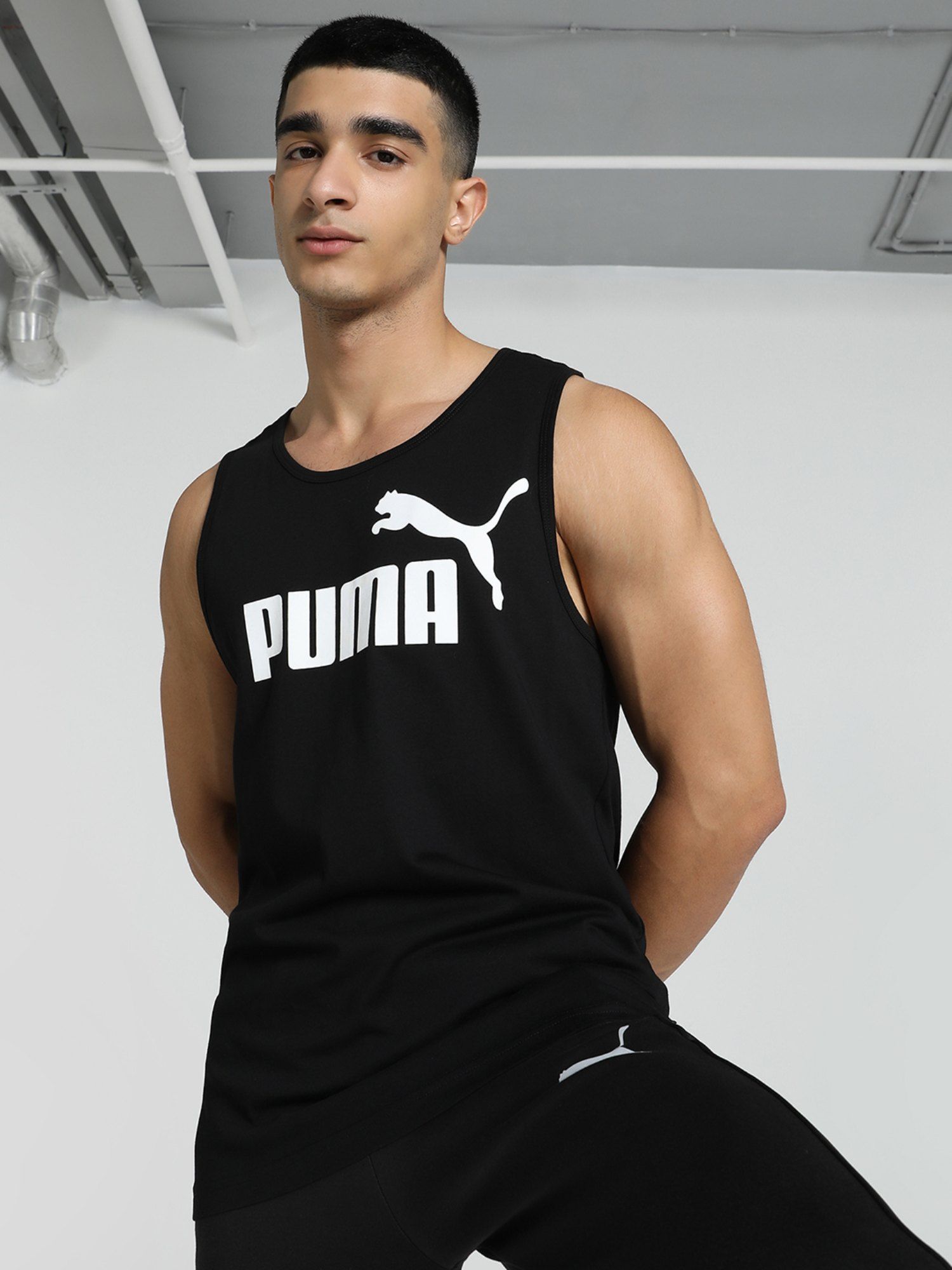 Buy Puma Essentials Men Black Tank Top Online