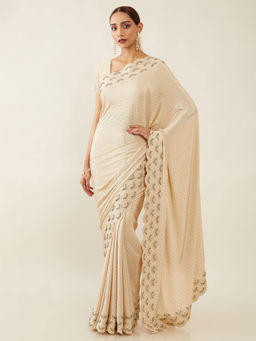 Soch - Embellished Crepe Saree with Unstitched Blouse