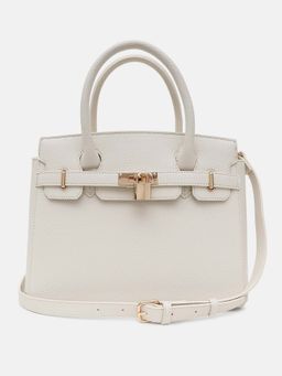 Kazo - Ivory Ava Satchel Bag with Detachable Strap (M)