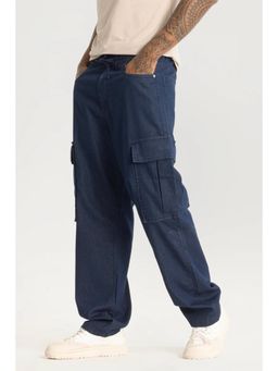 Snitch - Navy Blue Baggy Fit Cargo Jeans