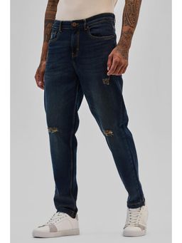 Snitch - Navy Blue Distressed Slim Fit Jeans