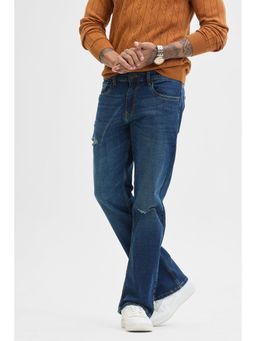 Snitch - Dark Blue Distressed Straight Jeans