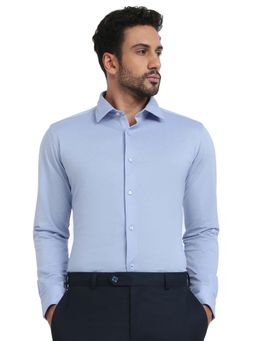 Raymond - Medium Blue Cotton Blend Slim Fit Shirt