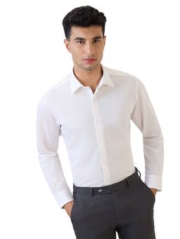 Raymond - White Cotton Blend Slim Fit Shirt