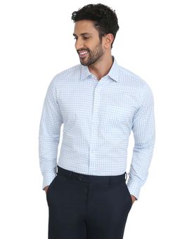 Raymond - Blue Checks Cotton Contemporary Shirt