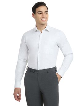 Raymond - Grey Pure Cotton Stripes Contemporary Shirt