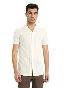 Parx - Beige Pure Cotton Slim Fit Shirt
