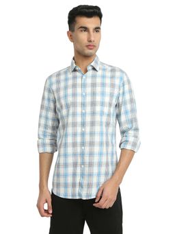 Parx - Medium Blue Pure Cotton Slim Fit Shirt