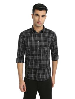 Parx - Black Cotton Blend Slim Fit Shirt