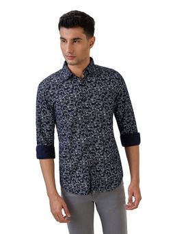 Parx - Navy Blue Pure Cotton Slim Fit Shirt