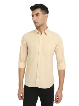 Parx - Beige Pure Cotton Slim Fit Shirt