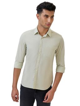 Parx - Light Green Pure Cotton Slim Fit Shirt