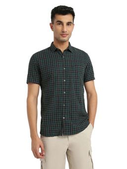 Parx - Dark Green Pure Cotton Slim Fit Shirt