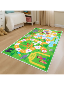 Story@Home - Green Polyester Zoo Animals Design Carpet