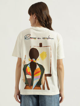 United Colors of Benetton - White Round Neck Graphic Print T-Shirt