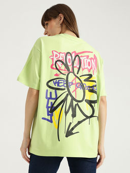 United Colors of Benetton - Green Relaxed Fit Round Neck Graphic Print T-Shirt