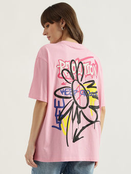 United Colors of Benetton - Pink Round Neck Graphic Print T-Shirt
