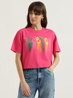 United Colors of Benetton - Pink Round Neck Graphic Print T-Shirt