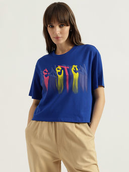 United Colors of Benetton - Blue Round Neck Graphic Print T-Shirt