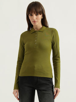 United Colors of Benetton - Green Polo Neck Solid T-Shirt