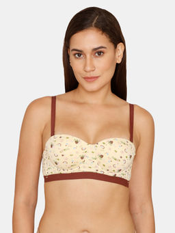 Zivame - Hand Drawn Padded Wired 3/4th Coverage Strapless Bra Apricot