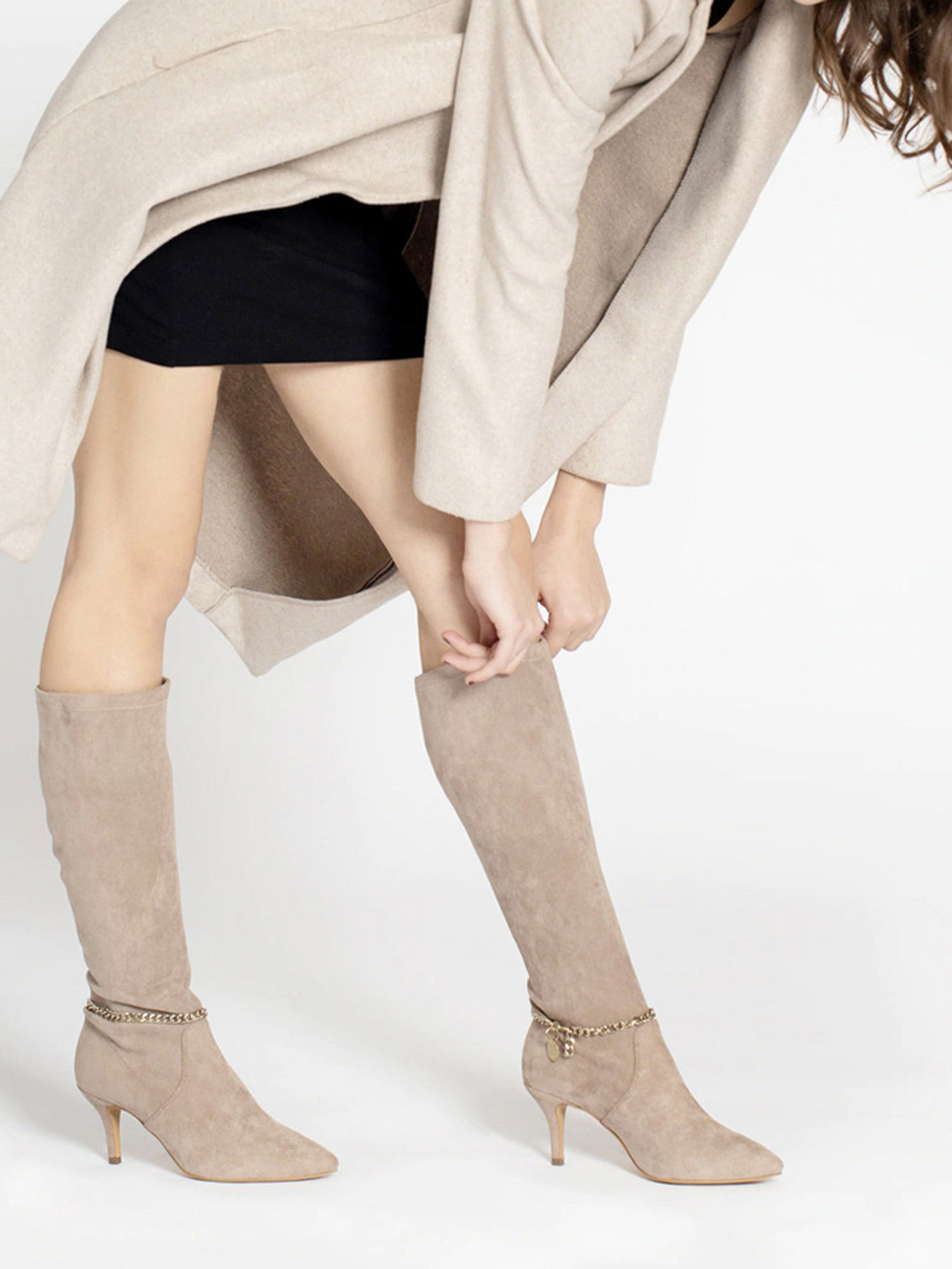 Buy Saint G Women Taupe Stretch Suede 