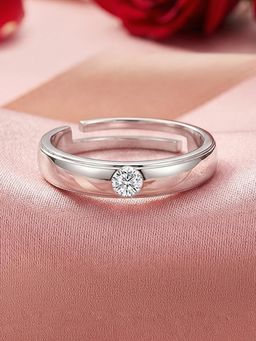 Ornate Jewels - 925 Silver 0.2 Carat American Diamond Adjustable Ring for Women & Girls