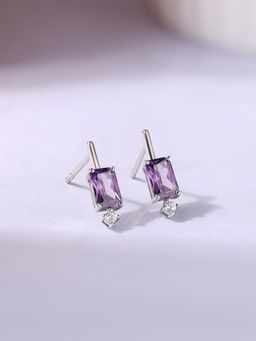 Ornate Jewels - 925 Silver Octagon Purple Amethyst Twilight Sparkle Dangle Earring for Women & Girls