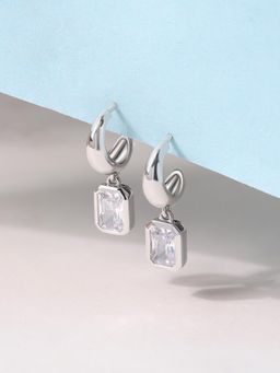 Ornate Jewels - 925 Silver Rhodium Plated American Diamond Ethereal Drops Earring for Women & Girls