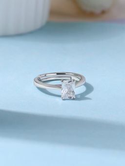 Ornate Jewels - 925 Silver 1.60 Carat American Diamond Solitaire Adjustable Ring for Women & Girls