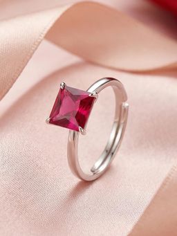 Ornate Jewels - 925 Silver Passion Pink Embrace Adjustable Ring for Women & Girls