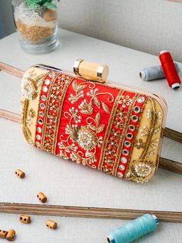 NR by Nidhi Rathi - Women Red and Gold Clutch