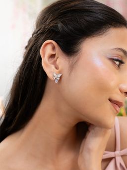 Shaya by CaratLane - 925 Silver Shaya by CaratLane White Zaynab Butterfly & Flower Earrings