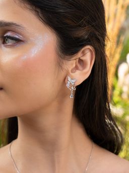Shaya by CaratLane - 925 Silver Shaya by CaratLane White Aponi Butterfly & Flower Earrings