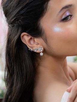 Shaya by CaratLane - 925 Silver Shaya by CaratLane White Iris Flower & Butterfly Earrings