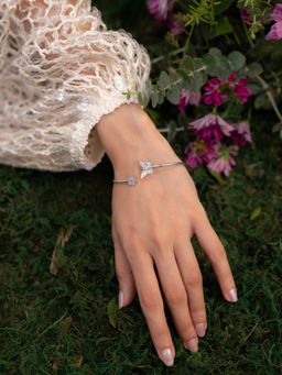 Shaya by CaratLane - 925 Silver Shaya by CaratLane White Poppy Flower & Butterfly Kada
