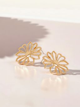 Accessorize London - Gold Statement Cut-Out Flower Stud Earrings