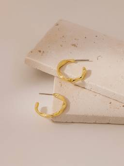 Accessorize London - 14K Real Gold-Plated Twist Hoop Earrings