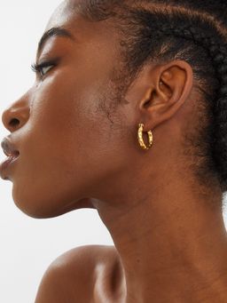 Accessorize London - 14K Gold-Plated Diamond Cut Horseshoe Hoop Earrings