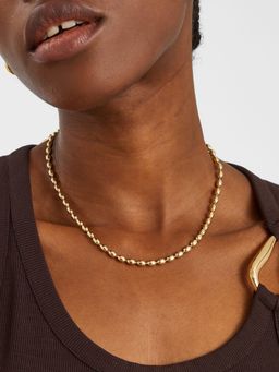 Accessorize London - 14K Real Gold-Plated Oval Bead Chain Necklace