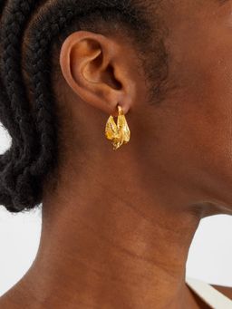 Accessorize London - 14K Real Gold-Plated Chunky Hammered Hoop Earrings